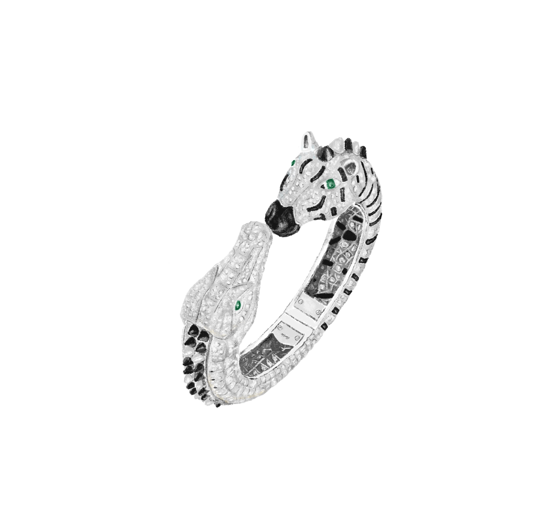 Diamond panther bracelet drawing by Başak Notz